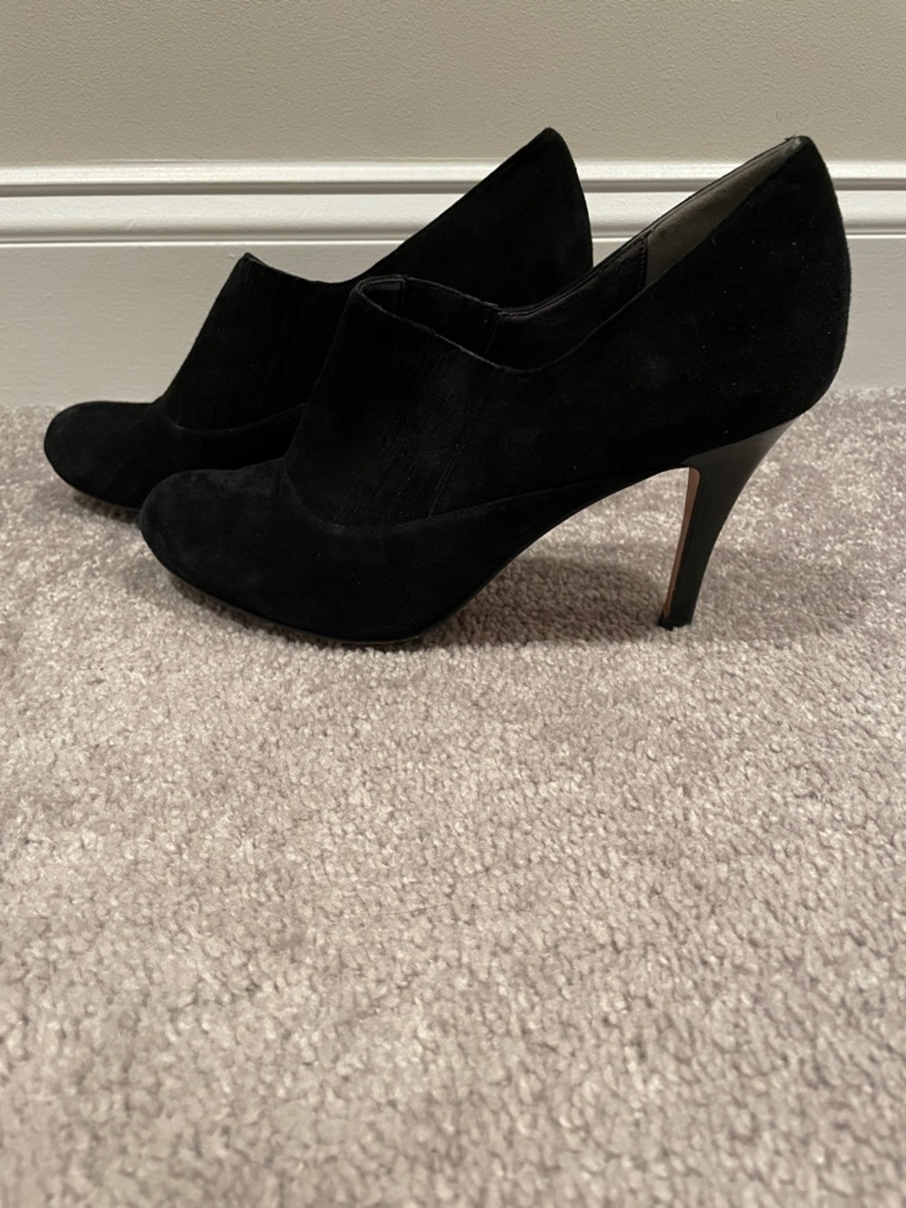 Cole Haan Black Suede High Heel Booties